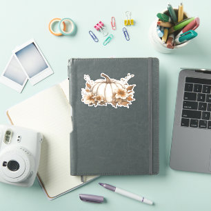 Boho Cottagecore White Pumpkin with Autumn Florals