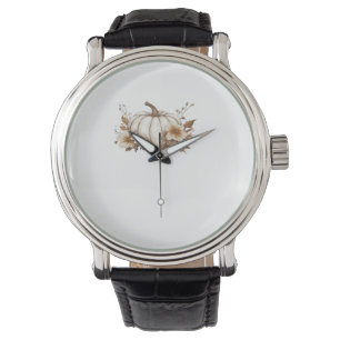 Boho Cottagecore White Pumpkin with Autumn Florals Watch