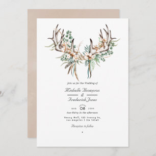 Boho Cotton and Eucalyptus Boho Wedding Photo Invi Invitation