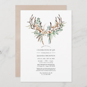 Boho Cotton and Eucalyptus Celebration of Life Invitation
