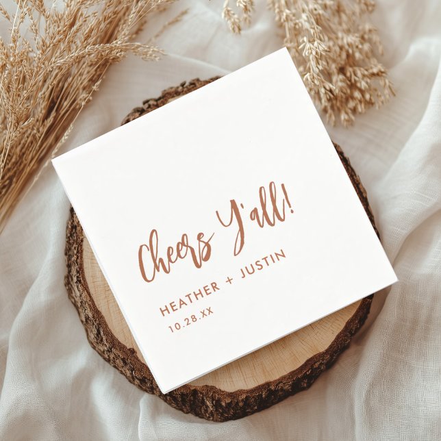 Boho Country Cheers Y'all Texas Wedding   Napkin (Creator Uploaded)