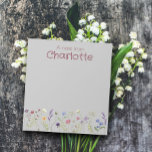 Boho Country Floral daisy watercolor  grey Notepad<br><div class="desc">Purple yellow pink lavender watercolor  Wildflower Notepad. Personalized  Stationery. Add your name.</div>