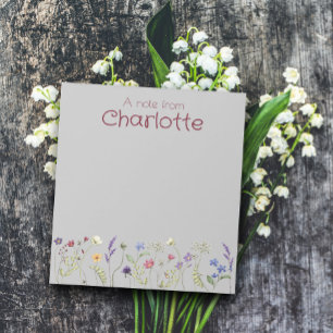 Boho Country Floral daisy watercolor  grey Notepad