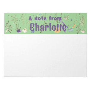 Boho Country wildflower watercolor green Notepad