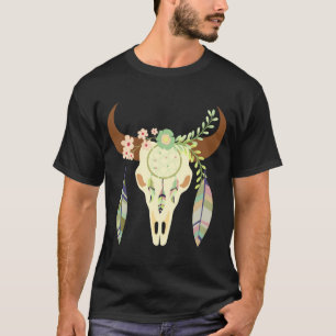 Boho Cow Skull Dreamcatcher -  T-Shirt
