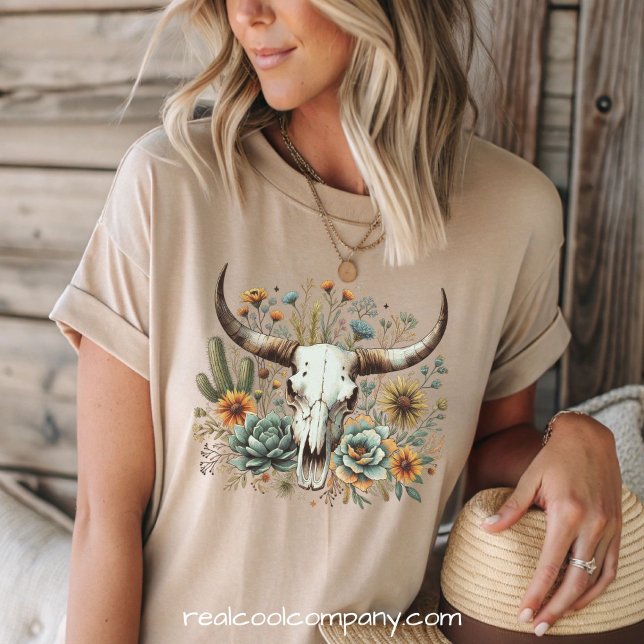 Boho Cow Skull Western Desert Vibes Tee (Creator Uploaded)