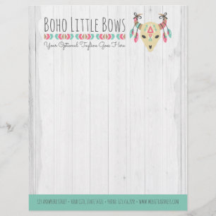 Boho Cow Skull With Bows Cute & Rustic Boutique Letterhead