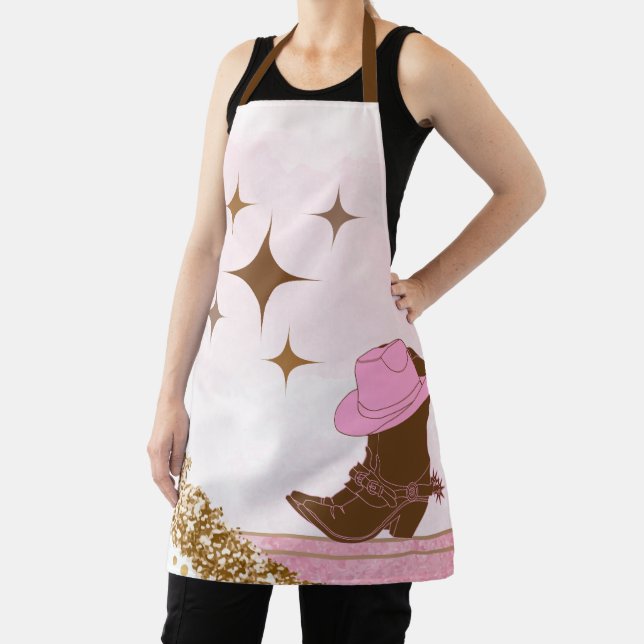 Boho Cowboy Boots Western Apron (Insitu)