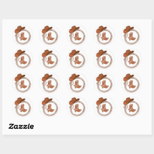    Boho Cowboy Boots Western  Classic Round Sticker