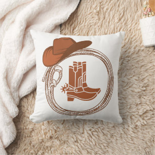 Boho Cowboy Boots Western  Throw Pillow