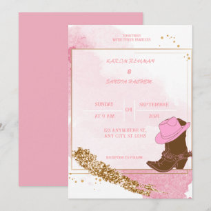 Boho Cowboy Boots Western Wedding Invitation