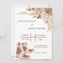 Boho Cowboy Boots Western Wedding Invitation