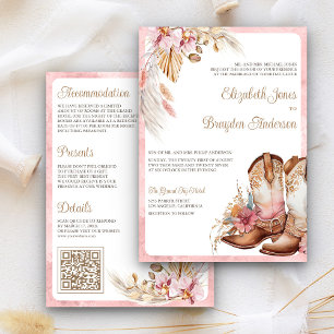 Boho Cowboy Botte Faire-part de mariage de l'Ouest