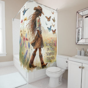 Boho Cowgirl and Butterflies Shower Curtain