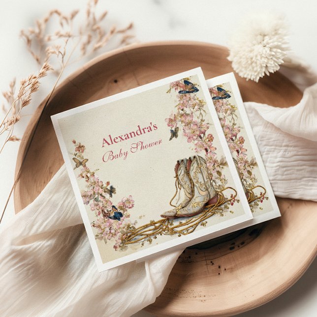 Boho Cowgirl Boots Baby Shower Napkin (Creator Uploaded)