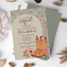 Boho Cowgirl Flowers Boots Western Baby Shower