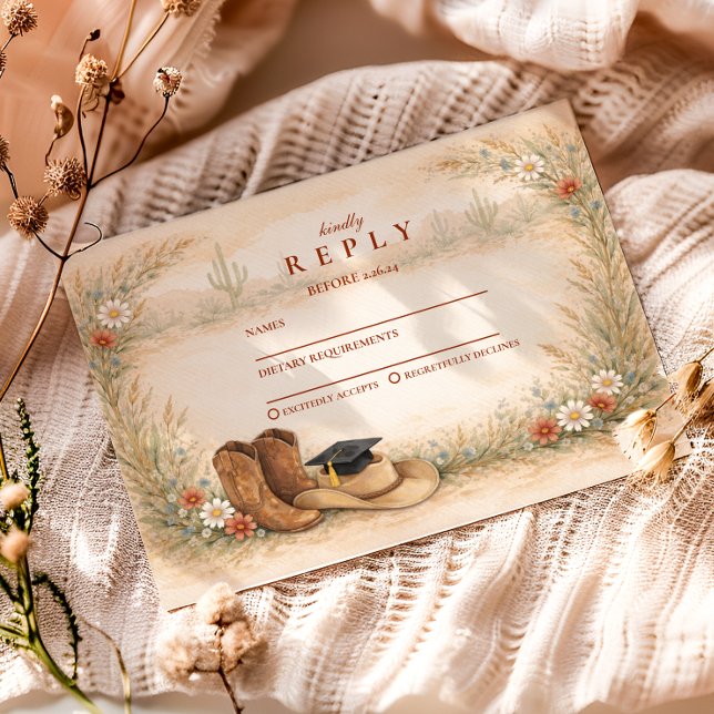 Boho Cowgirl Graduation Party RSVP Card (Creator Uploaded)