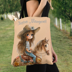 Boho Cowgirl Personalize Horse Tote Bag