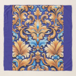 Boho Cowgirl Western Floral Damask  Scarf<br><div class="desc">Flowers and Swirls Western Floral Damask decorative womens large square scarf in stunning shades of cobalt blue. Bring timeless elegance and feminine charm to your wardrobe with this chic design featuring a lovely, intricate Western inspired damask floral foliage design ideal for the modern cowgirl. Details reminiscent of vintage tooled leather...</div>