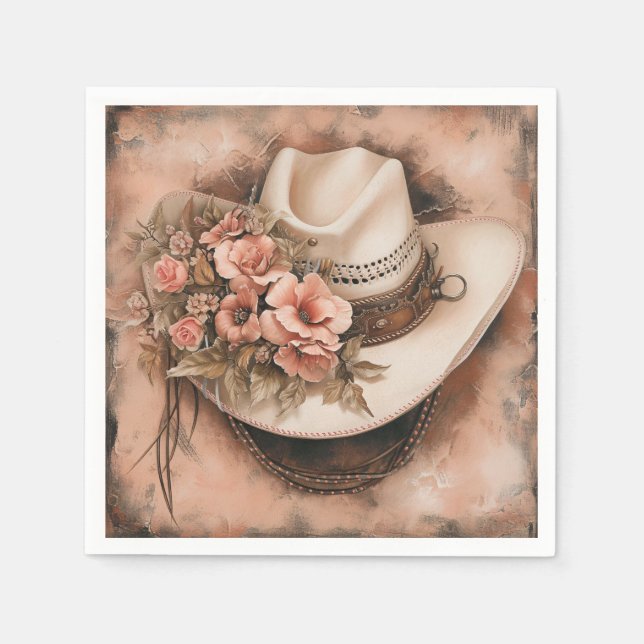 Boho Cowgirl Western Floral Wedding Napkins (Front)