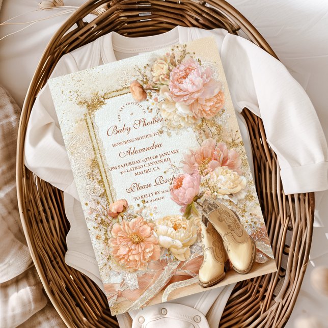 Boho Cowgirl Western Theme Baby Shower Invitation (Creator Uploaded)