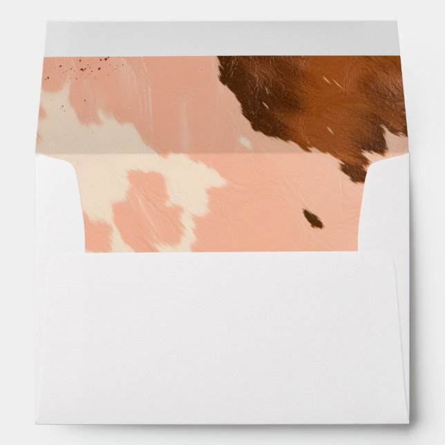 Boho Cowhide Peach Blush Western Cow Envelope (Back (Bottom))
