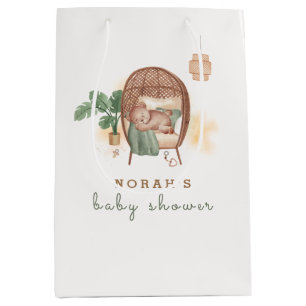 Boho Cozy Teddy Bear Sleep Baby Shower  Medium Gift Bag