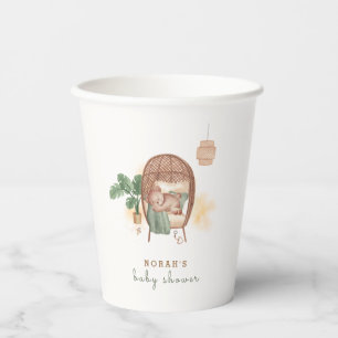 Boho Cozy Teddy Bear Sleep Baby Shower  Paper Cups