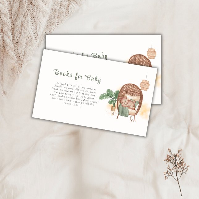 Boho Cozy Teddy Bear Sleep Books for Baby Shower  Enclosure Card (Boho Cozy Teddy Bear Sleep Books for Baby Shower Enclosure Card)