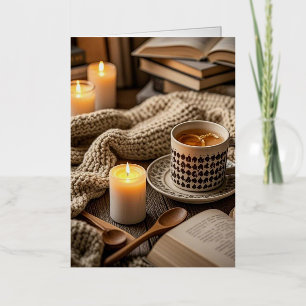 Boho Cozy Warm Candle lights  Foil Greeting Card