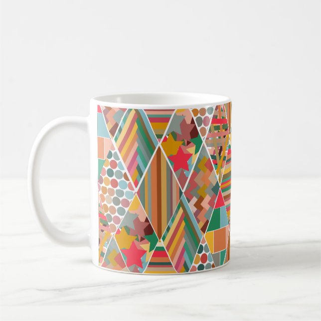 Boho Crazy Quilt Café Mug (Gauche)