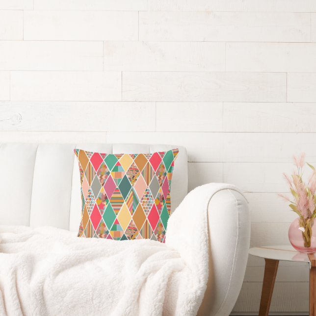 Boho Crazy Quilt Throw Pillow (Couch)