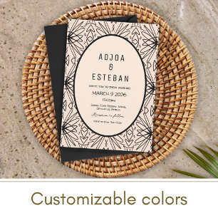 Boho Cream and Black Tribal Pattened Invitation