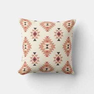 Boho Cream and Dusty Pink Southwest Aztec Design Throw Pillow