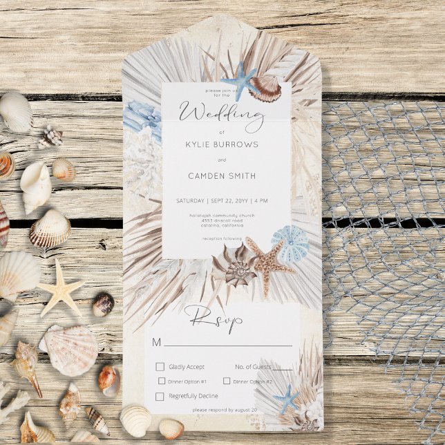 Boho Cream Beach Rustic Dinner All In One Invitation (Creator Uploaded)