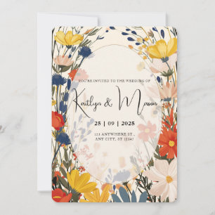 Boho Cream & Color Fleur sauvage Invitation