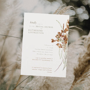 Boho Cream Elegant Bridal Shower  Invitation