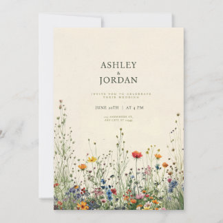 Boho Cream Fleur sauvage Faire-part de mariage