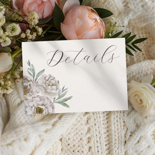Boho Cream & Off White Floral Wedding Details Enclosure Card (Creator Uploaded)