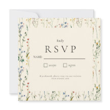 Boho Cream Wildflower RSVP Card