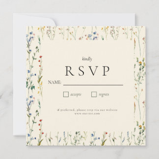 Boho Cream Wildflower RSVP Card