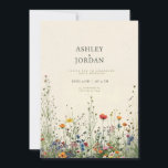 Boho Cream Wildflower Wedding Invitation<br><div class="desc">This elegant wedding invitation features a delicate cream background adorned with an exquisite array of wildflowers. Soft hues of blush pink,  gentle lavender,  and muted greens create a whimsical and romantic ambiance. The wildflowers are artistically arranged around the edges,  framing the text with a natural and charming touch.</div>