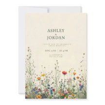 Boho Cream Wildflower Wedding Invitation