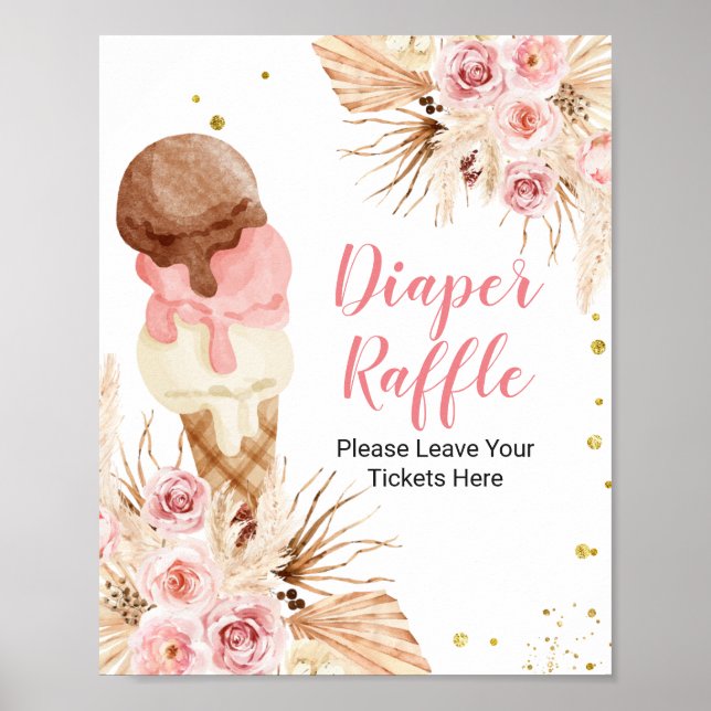 Boho crème glacée Aquarelle Quireau Raffin Poster (Devant)