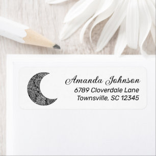 Boho Crescent Moon Blanc Adresse de retour Label