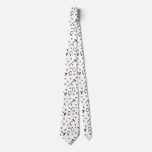 Boho Croquet Pattern Hand-Drawn Whimsical Vintage Tie