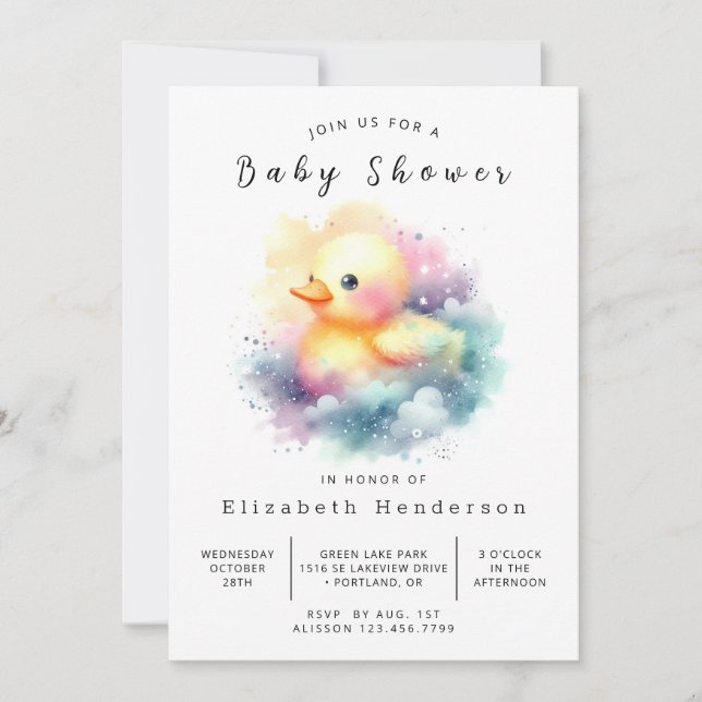 Boho Custom Duck Baby Shower Invitation (Front)