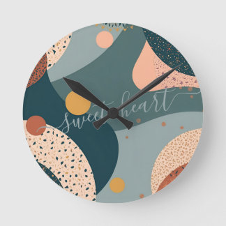 Boho Custom Name Round Clock