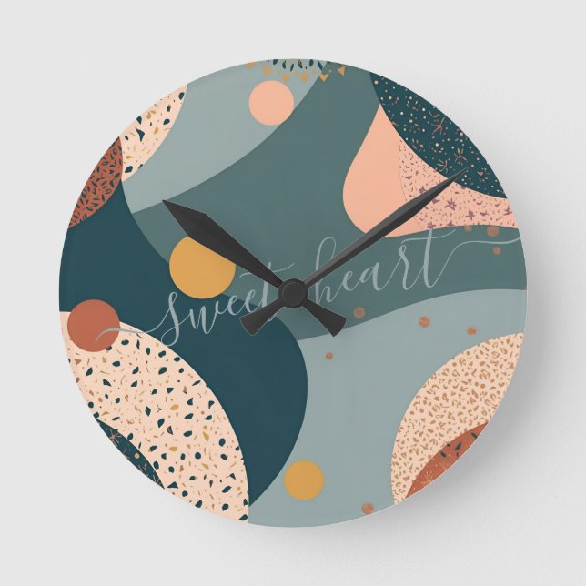 Boho Custom Name Round Clock (Front)