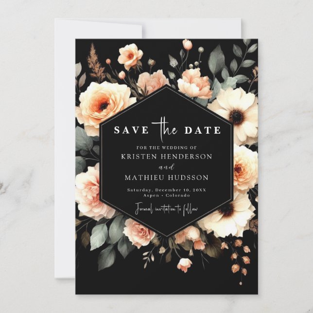 Boho Custom Peach Wedding  Save The Date (Front)
